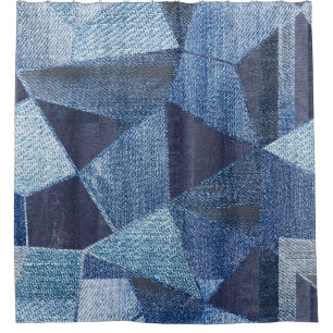 Denim Urban: Distressed Striped Patchwork. Duschvorhang
