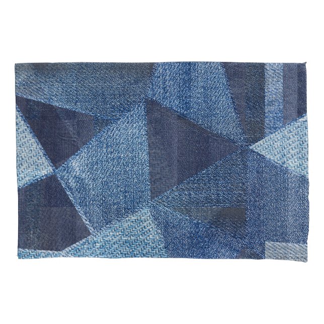 Denim Urban: Distressed Striped Patchwork. Kissenbezug (Vorderseite)