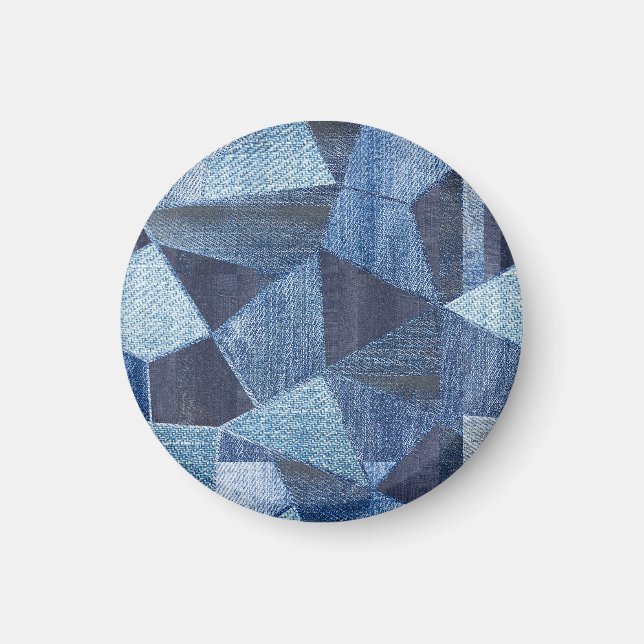 Denim Urban: Distressed Striped Patchwork. Magnet (Vorne)