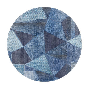 Denim Urban: Distressed Striped Patchwork. Schneidebrett