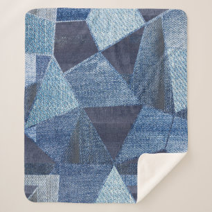 Denim Urban: Distressed Striped Patchwork. Sherpadecke