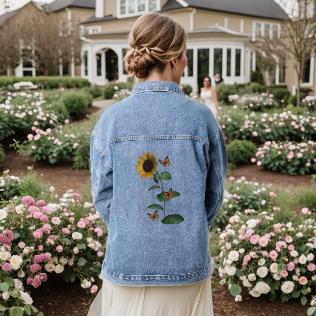 Denim Veste Floral Papillon Tournesol (Mariage Retour)