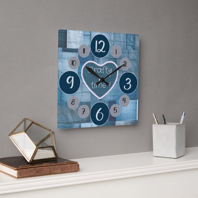 Denim Wanduhr für Nähliebhaber (Büro)