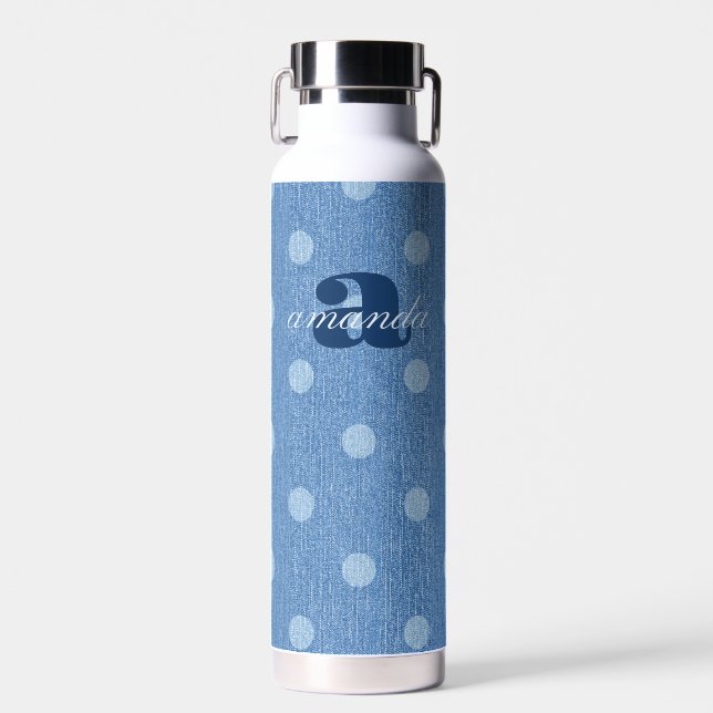 Denim Washed Polka Dot Trinkflasche (Vorne)