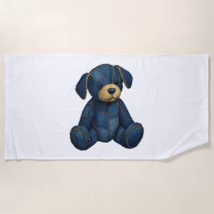 Denim-Welpen-Hund Kunst Lustiger Hund Denim lustig Strandtuch