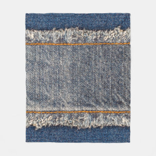 Denimblaue Jeansstoff Rahmen. Gebleichter Denimsto Fleecedecke