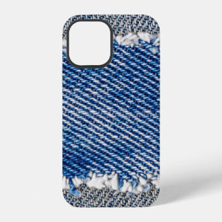 Denimrahmen. Zerrissenes Denim-Gewebe mit Fransenk iPhone 12 Hülle