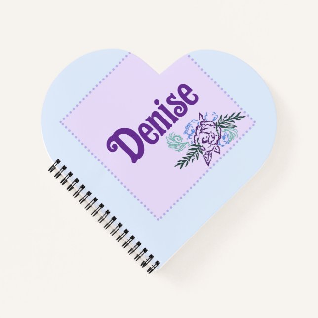 Denise Aqua Rose Heart Notebook Notizbuch (Vorderseite)