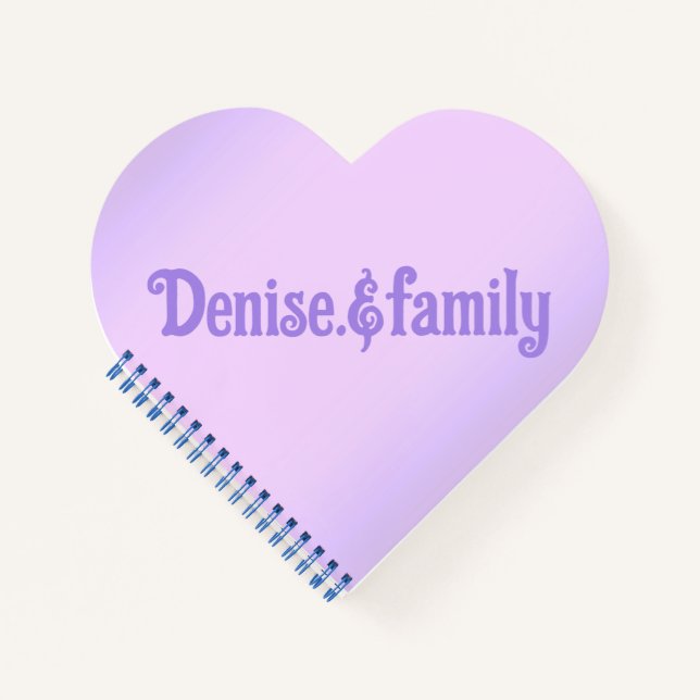 Denise.&family Pink Lavender Heart Notebook Notizbuch (Vorderseite)