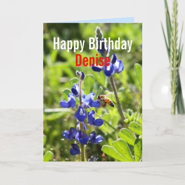 Denise Texas Bluebonnet Happy Birthday Karte (Vorderseite)