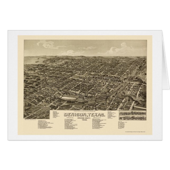 Denison, carte panoramique de TX - 1886 (Devant horizontal)