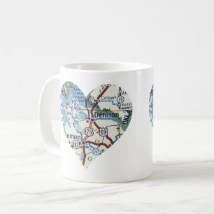 Denison TX Vintag Map Kaffeetasse