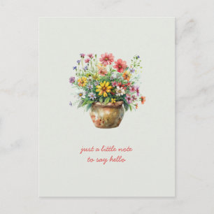 Denk an Dich Blumentopf mit Wildblumen Postkarte