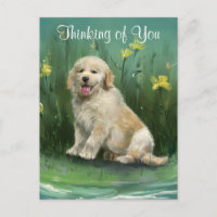 Denk an Dich Golden Retriever Welpe Postkarte