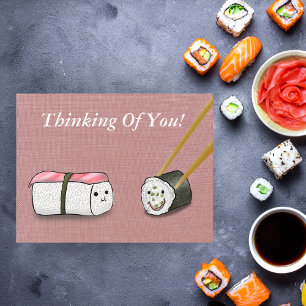 Denk an Dich Kawaii Sushi-Röllchen Postkarte