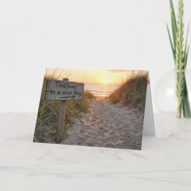 Denk an Dich Strand Schild  Karte (Vorderseite)
