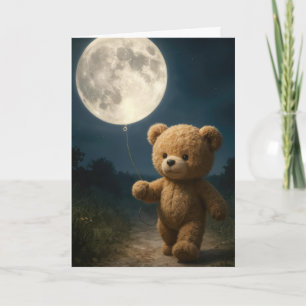 Denk-an-dich-Teddybär mit Mondballon Karte