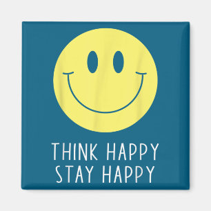 Denk positiv Bleib glücklich Motivationszitat Gelb Magnet