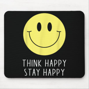 Denk positiv Bleib glücklich Motivationszitat Gelb Mousepad