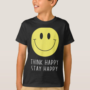 Denk positiv Bleib glücklich Motivationszitat Gelb T-Shirt