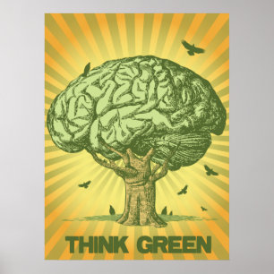 Denke ökologisch Brain Tree Poster