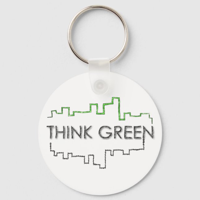 Denke ökologisch City Skyline Design | SCHLÜSSELAN Schlüsselanhänger (Vorderseite)