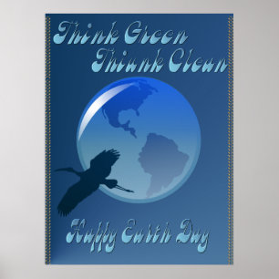 Denke ökologisch denken sauberes Plakat