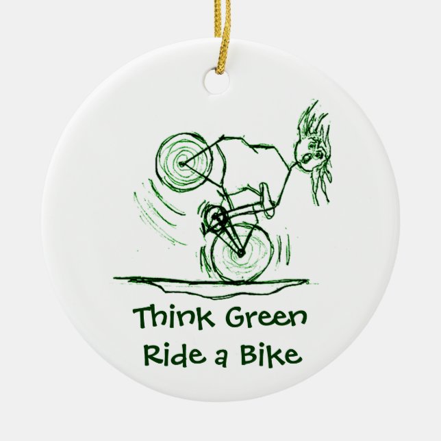 Denke ökologisch-Fahrt ein Fahrrad Keramikornament (Vorne)