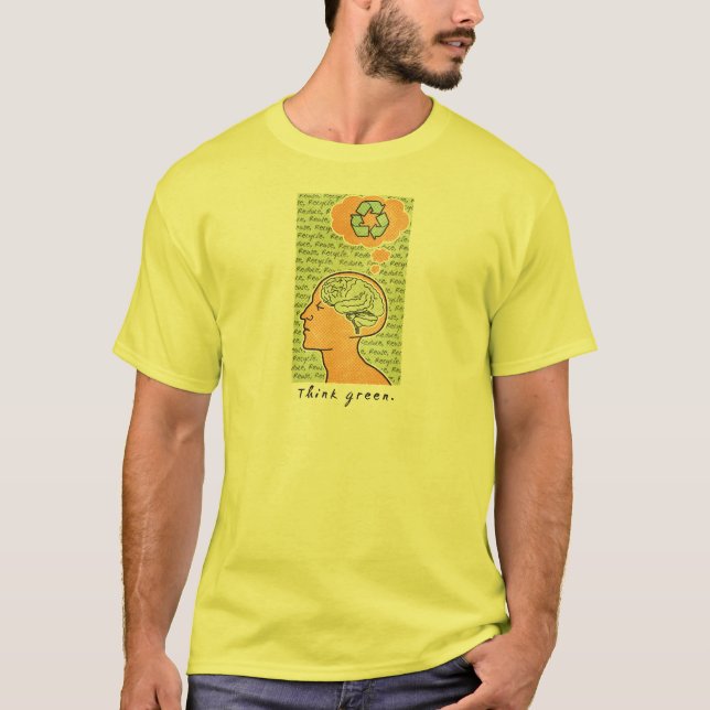 Denke ökologisch-Gehirn-Power T-Shirt (Vorderseite)