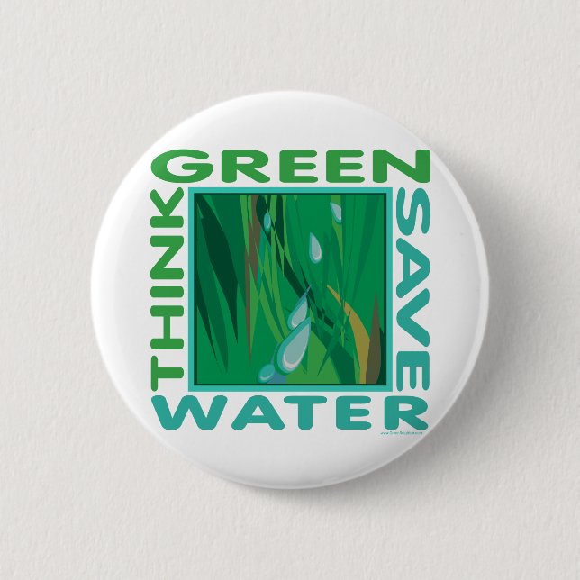 Denke ökologisch, Gerettet Wasser Button (Vorderseite)