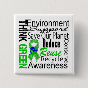 Denke ökologisch-Umwelt-Collage Button
