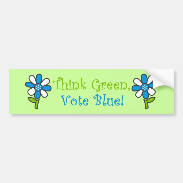 Denke ökologisch Vote Blue Autoaufkleber (Vorne)