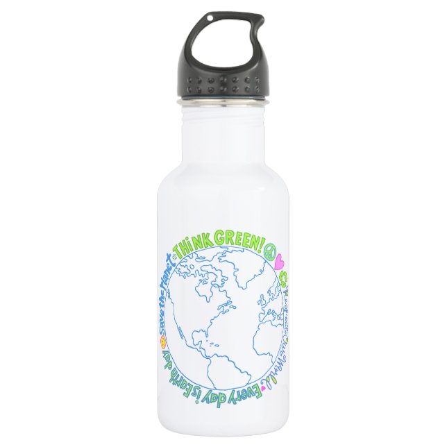 Denke ökologisch World Edelstahlflasche (Vorderseite)