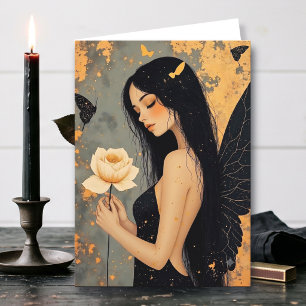 Denken an dich     Gothic Engel und Rose Karte