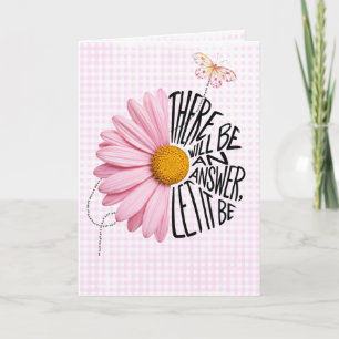 Denken an Dich Rosa Gänseblümchen auf Gingham Karte