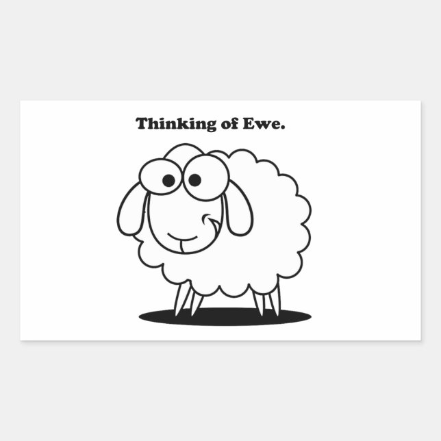 Denken an Ewe Lamb Sheep Niedlichen Cartoon Rechteckiger Aufkleber (Vorderseite)