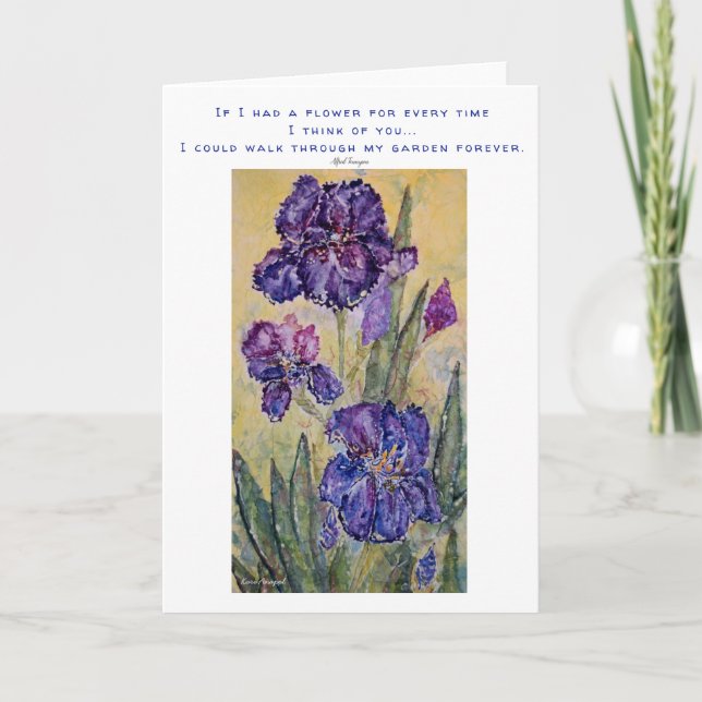 Denken an Sie BlumenAquarell-Kunst-Karte Karte (Vorderseite)