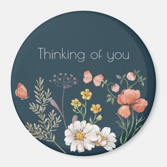 Denken an Sie Botanische Wildblume Boho Magnet (Vorne)