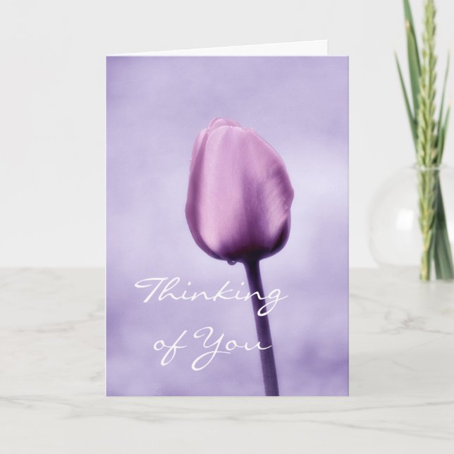 Denken an Sie Lavendel-Tulpe-Gruß-Karte Karte (Vorderseite)