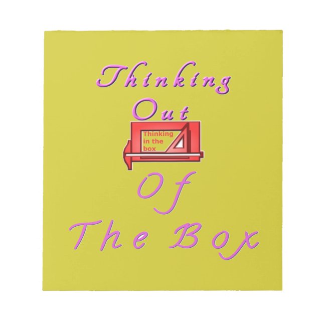 Denken außerhalb des Box-Designs Notizblock (Vorderseite)