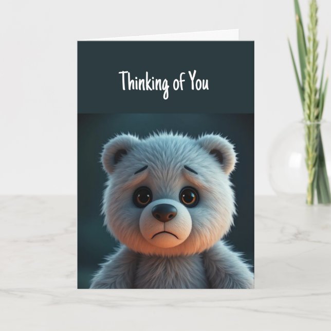 Denken macht mich traurig Niedlichen Teddybär Karte (Vorderseite)