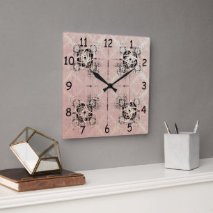 Denken Pastel Drehungen Square Clock Quadratische Wanduhr