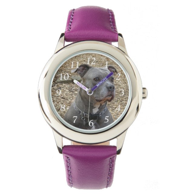 Denken Pitbull nummerierte Kinderuhr Armbanduhr (Vorderseite)