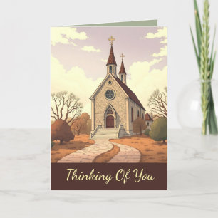 Denken Sie an Autumn Church Design Grußkarte Dankeskarte