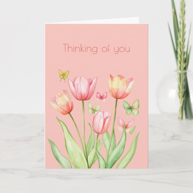 Denken Sie an Botanische Tulip Blume Boho Karte (Vorderseite)