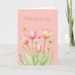 Denken Sie an Botanische Tulip Blume Boho Karte