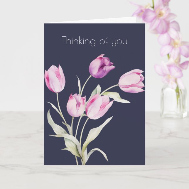 Denken Sie an Botanische Tulip Blume Boho Karte (Orchidee)