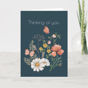Denken Sie an Botanische Wildblume Blume Boho Karte