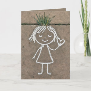 Denken Sie an Chalk Art Girl mit Herz Karte