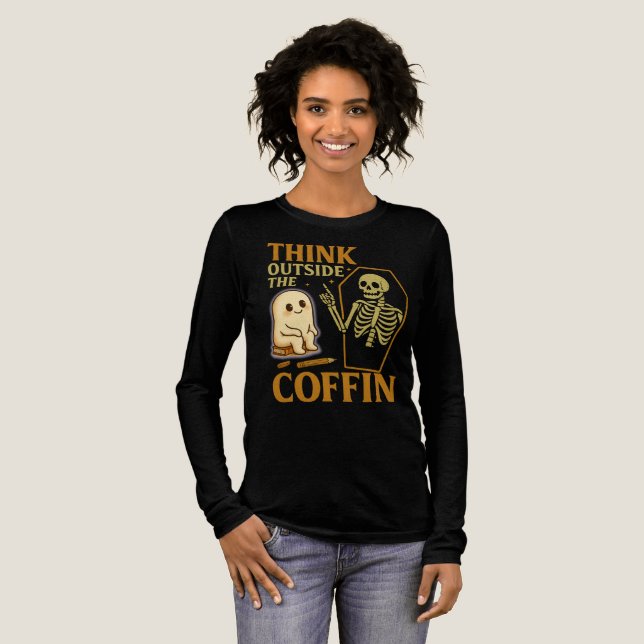 Denken Sie an das Halloween-Skelett des Sarggengei Tri-Blend Shirt (Volle Vorderseite)